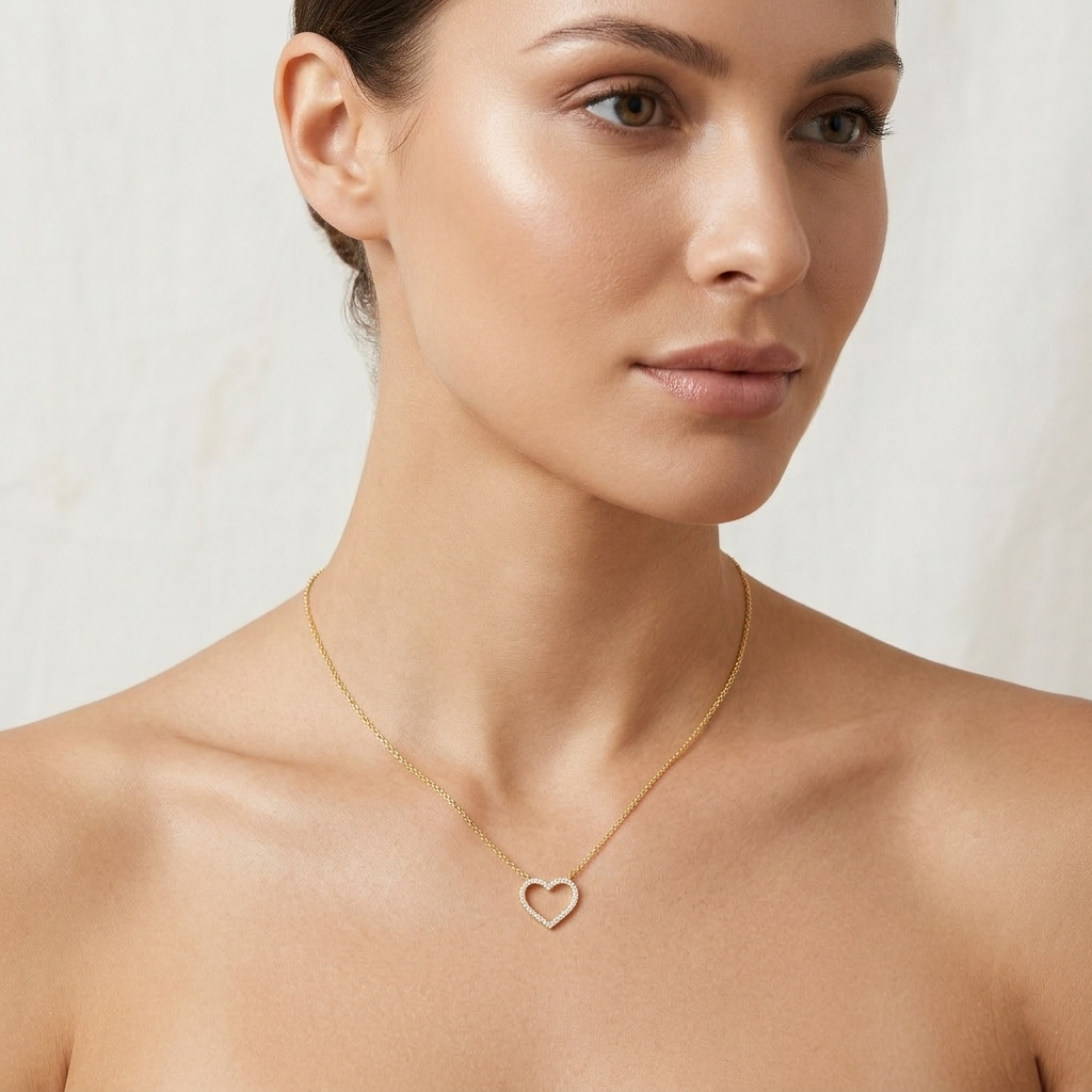 Pave Heart Pendant Necklace