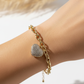 Pave Heart Charm Link Bracelet with Magnetic Clasp