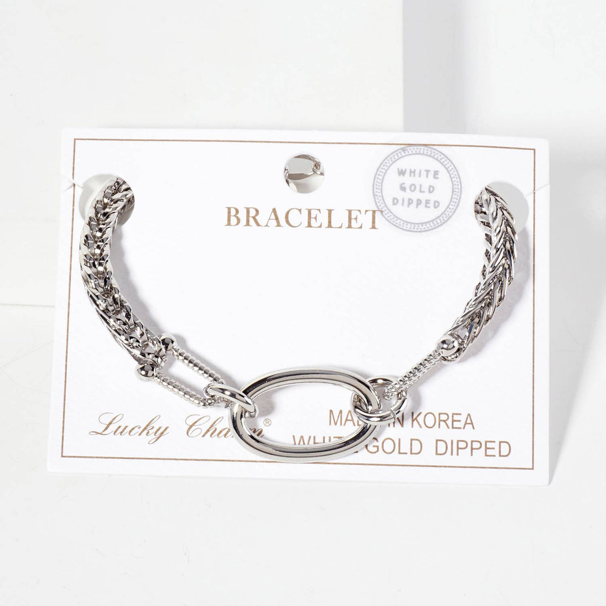 Mixed Texture Oval Link Chain Bracelet