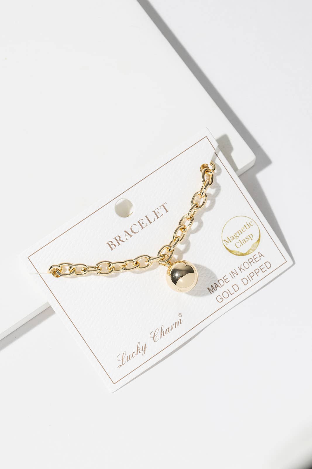 Minimalist Magnetic Clasp Link Bracelet with Spherical Ball