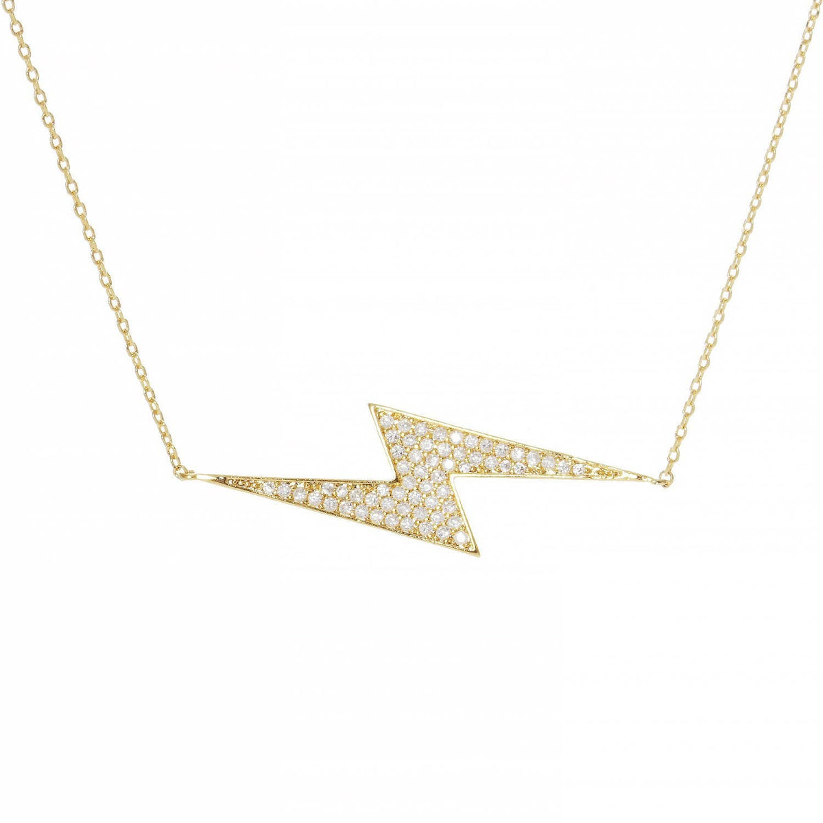 Gold Plated Sideway Lightning Bolt Necklace