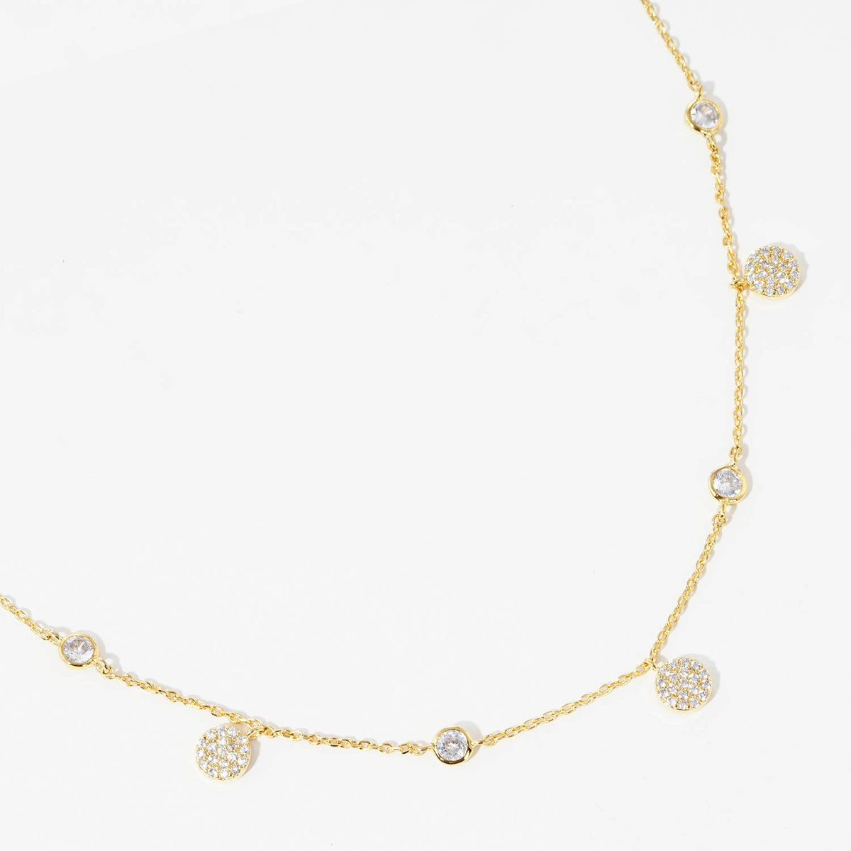 Gold Plated Multi Round Charm Necklace