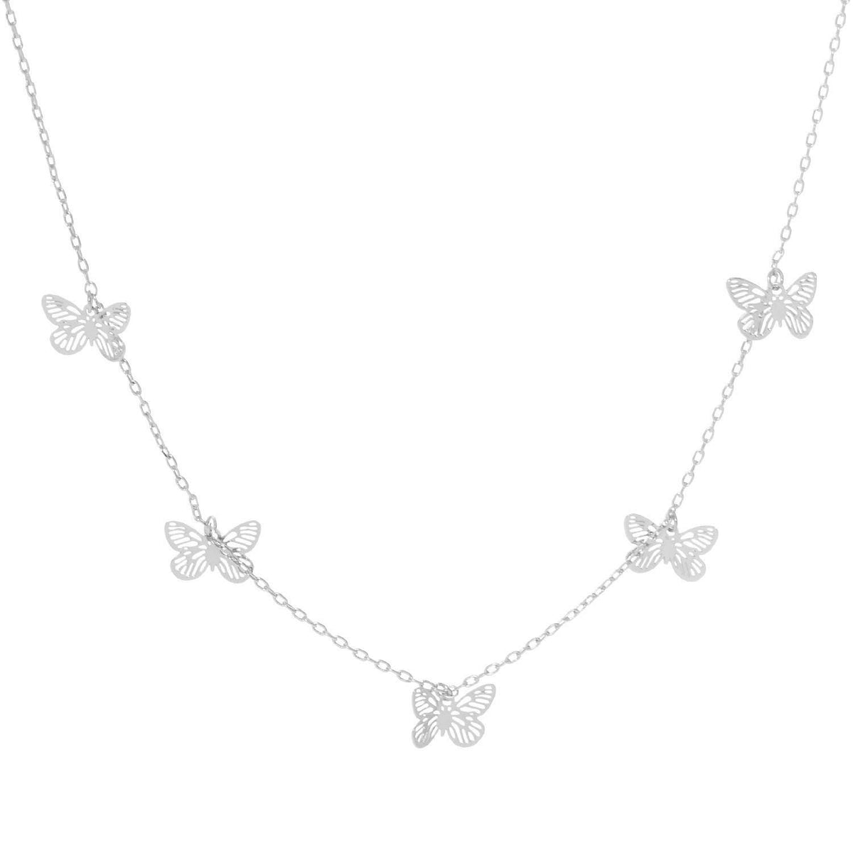 5 Gold Plated Tiny Butterfly Charm Necklace