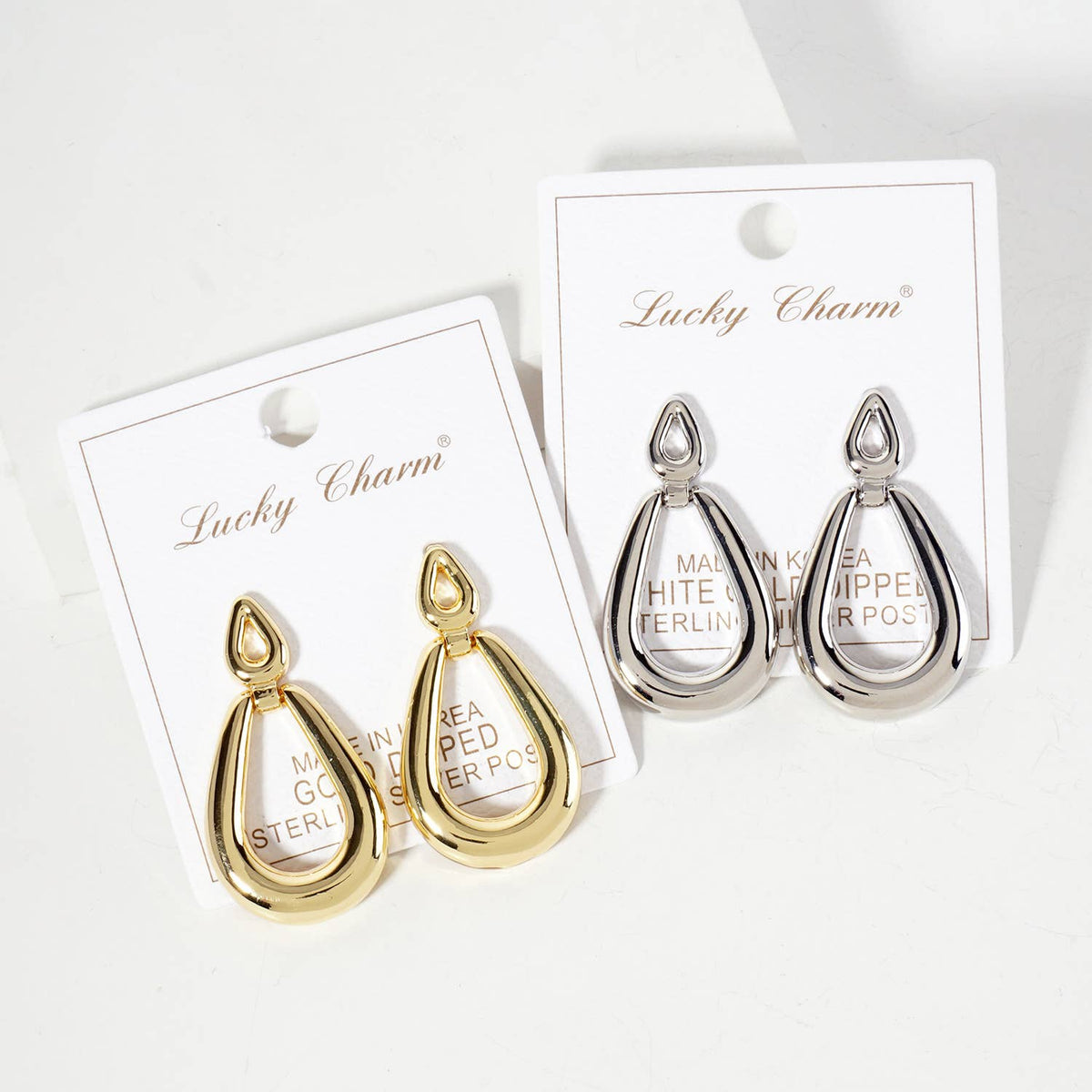 Polished Brass Cutout Double Teardrop Dangle Earrings