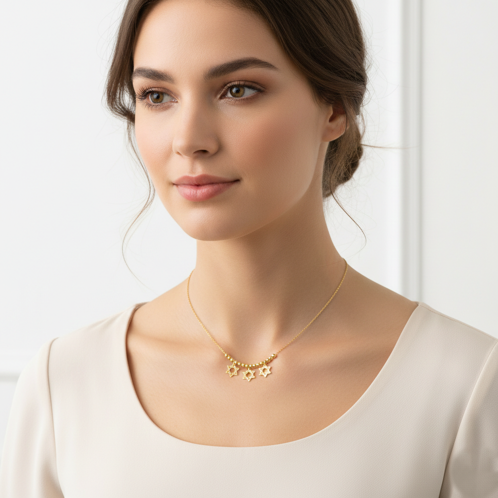 Minimalist Triple Star Charm Necklace