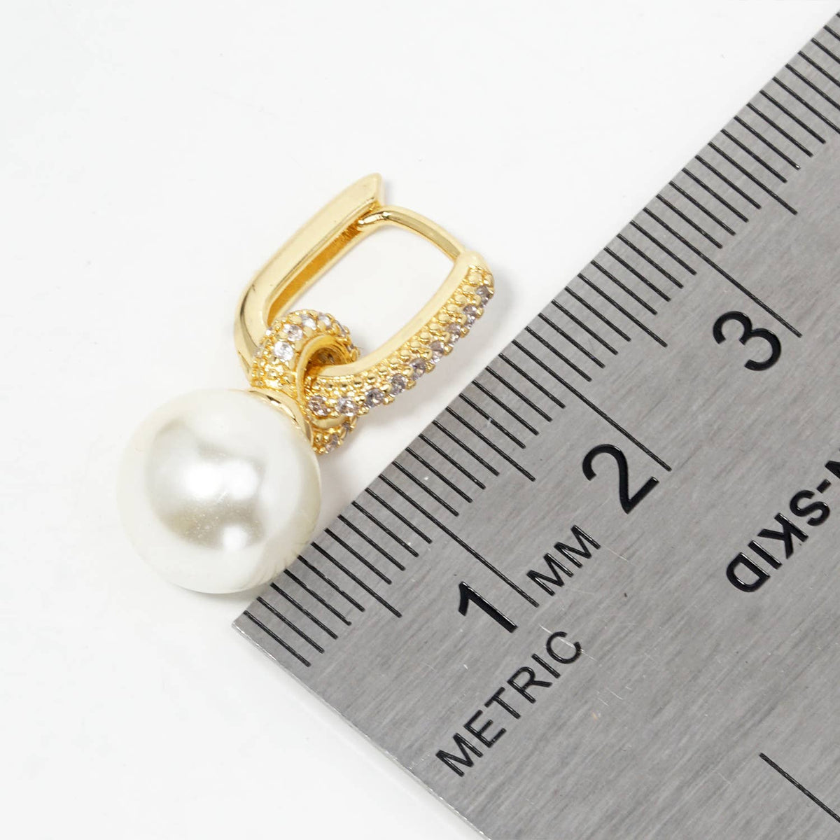 Dainty Pave Huggie Hoop & Pearl Drop Earrings