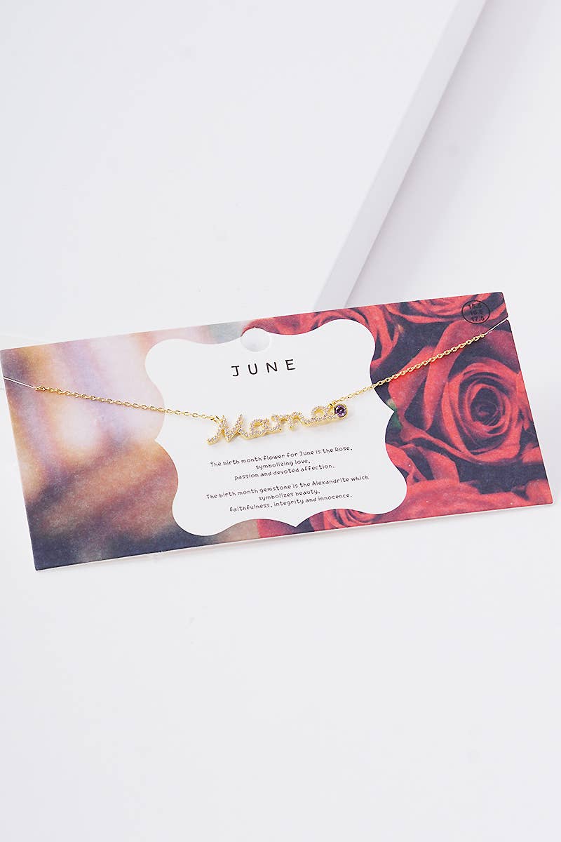 Gold Plated Birthstone Mama Necklace