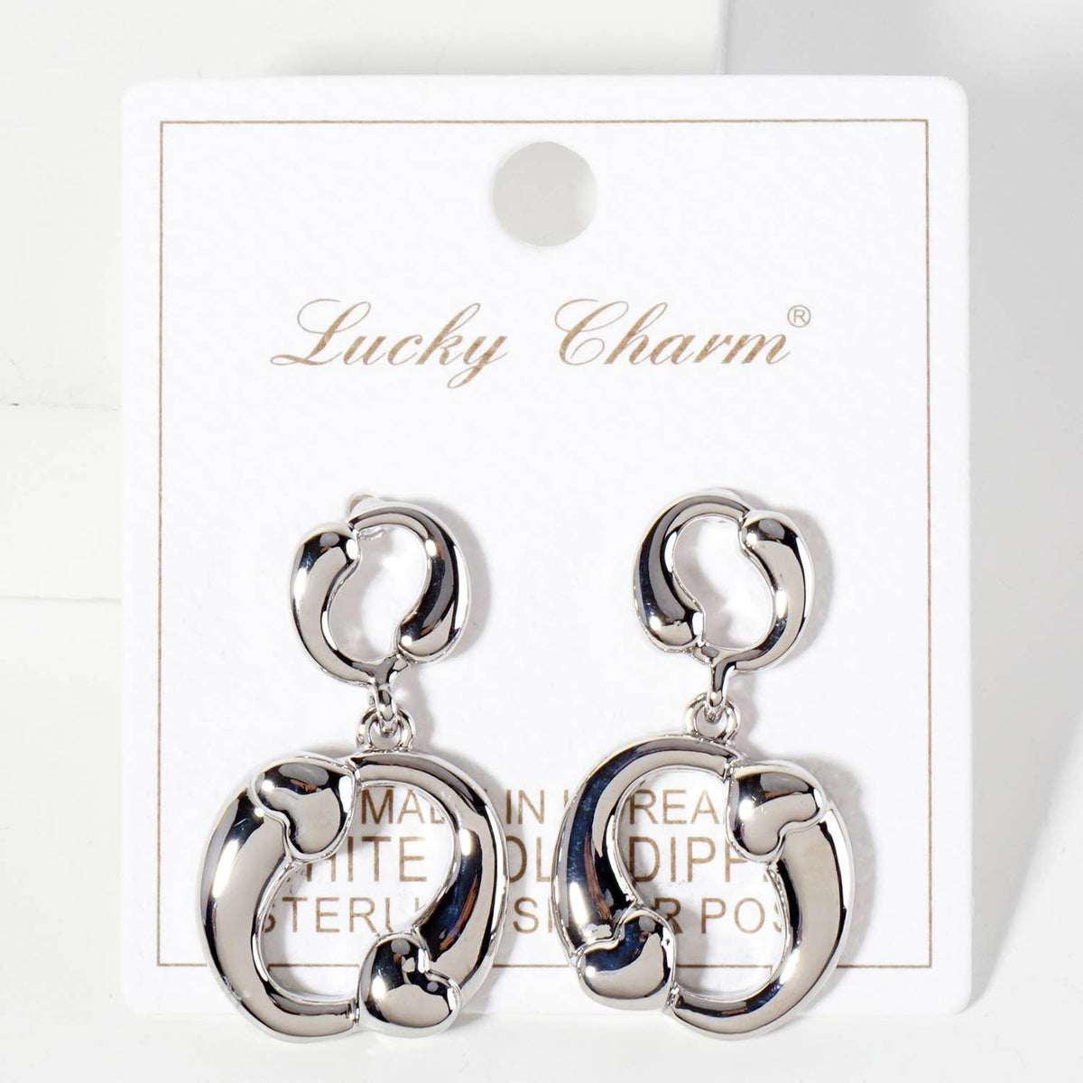 Polished Brass Heart Accent Circle Drop Earrings