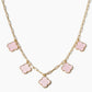 5-Clover Charm Paperclip Link Station Necklace