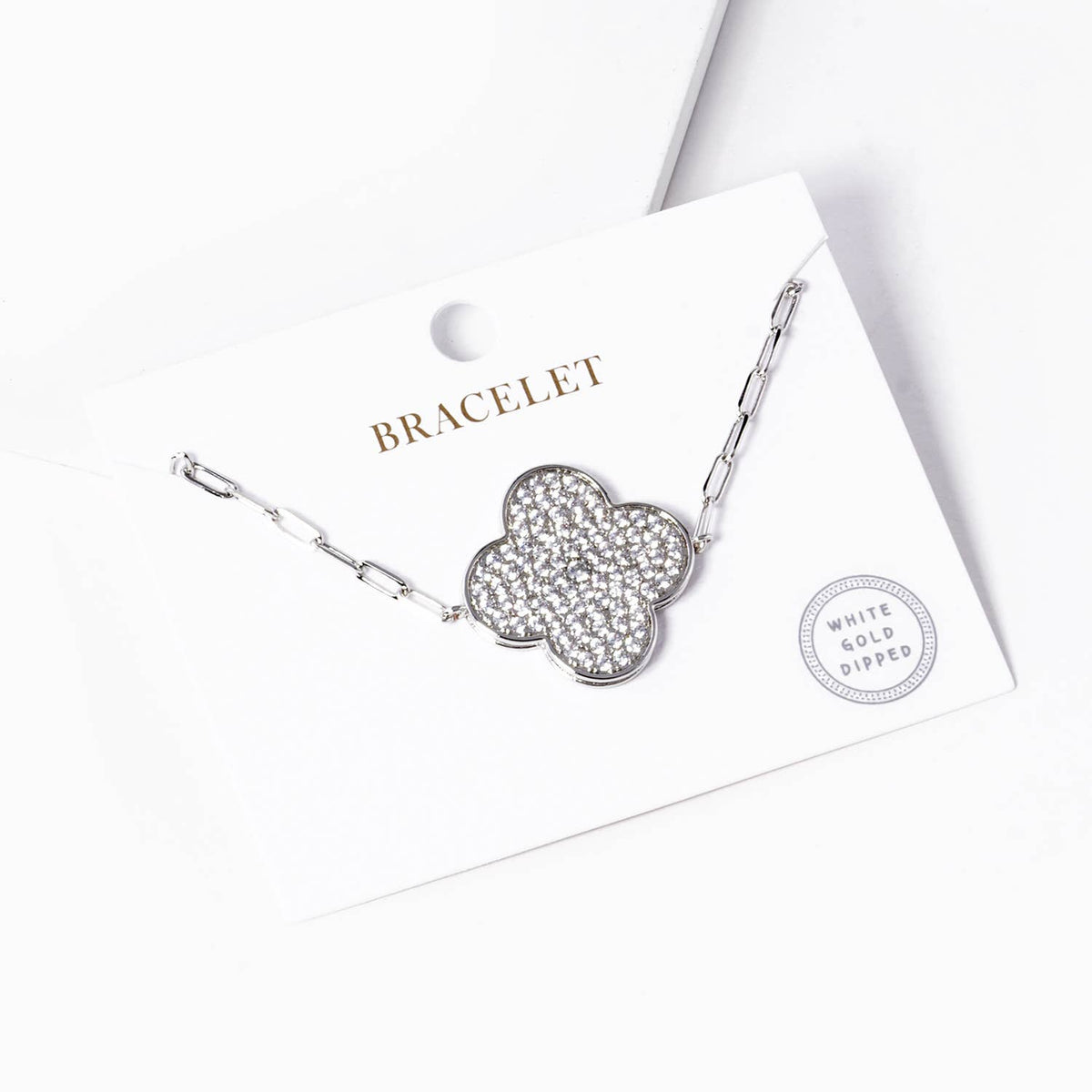 Pave Clover Charm Link Bracelet