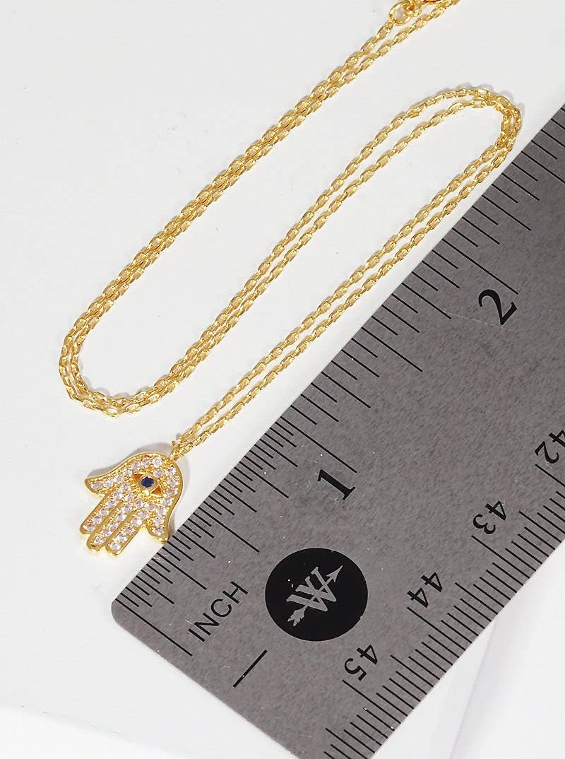 Gold Plated Hasma Eye Necklace