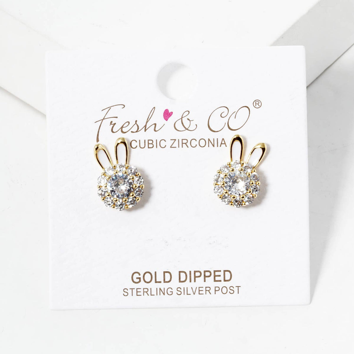 Cubic Zirconia Bunny Ear Stud Earrings