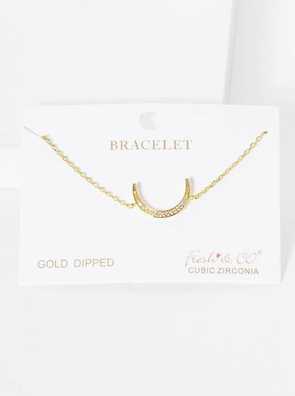 Minimalist Pavé Moon Charm Bracelet