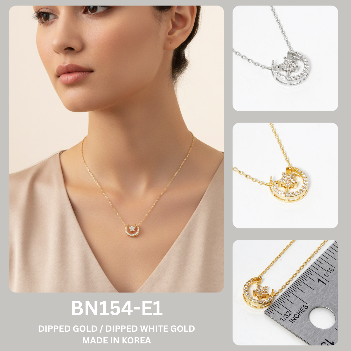 Celestial Moon & Star Pave Pendant Necklace