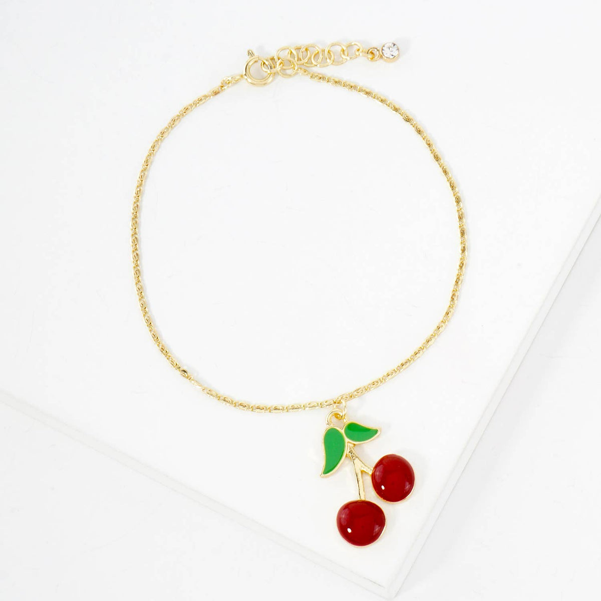 Enamel Cherry Charm Bracelet