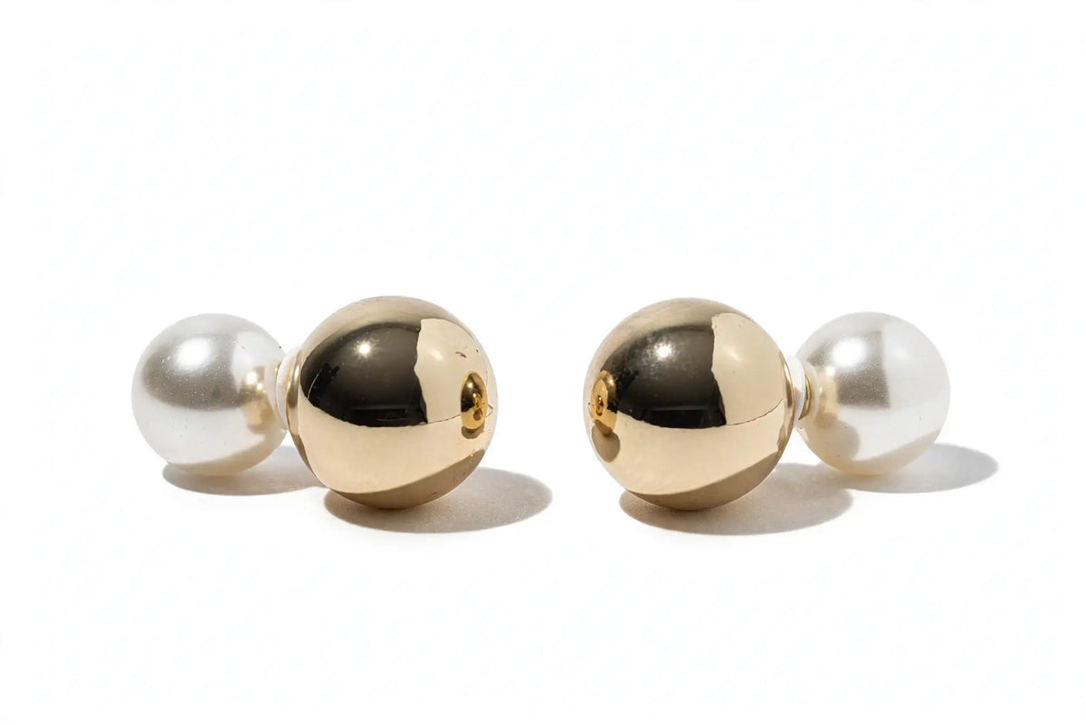 Jumbo Double-Sided Ball Stud Earrings – Statement Pearl