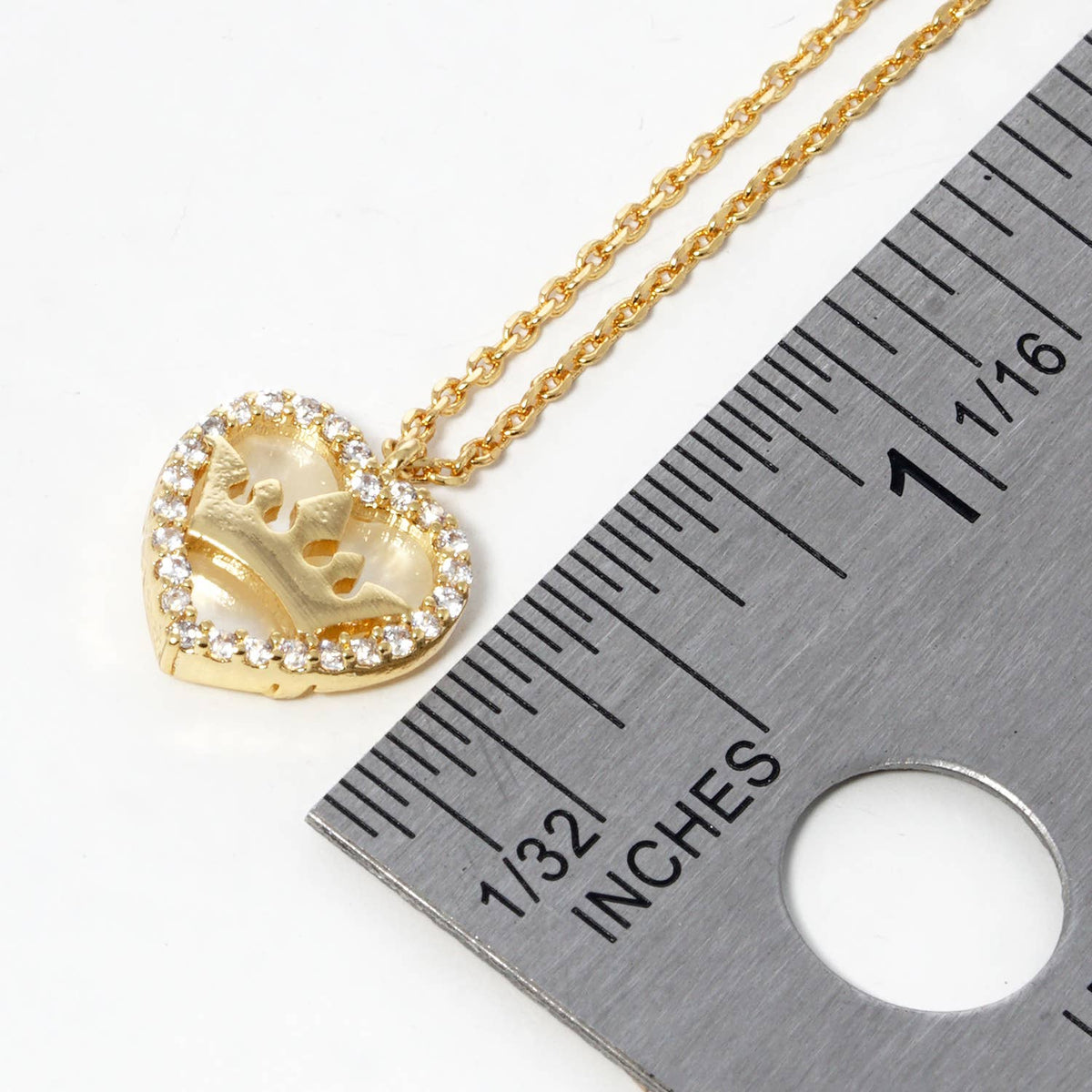 Crown Within Heart Pavé Pendant Necklace