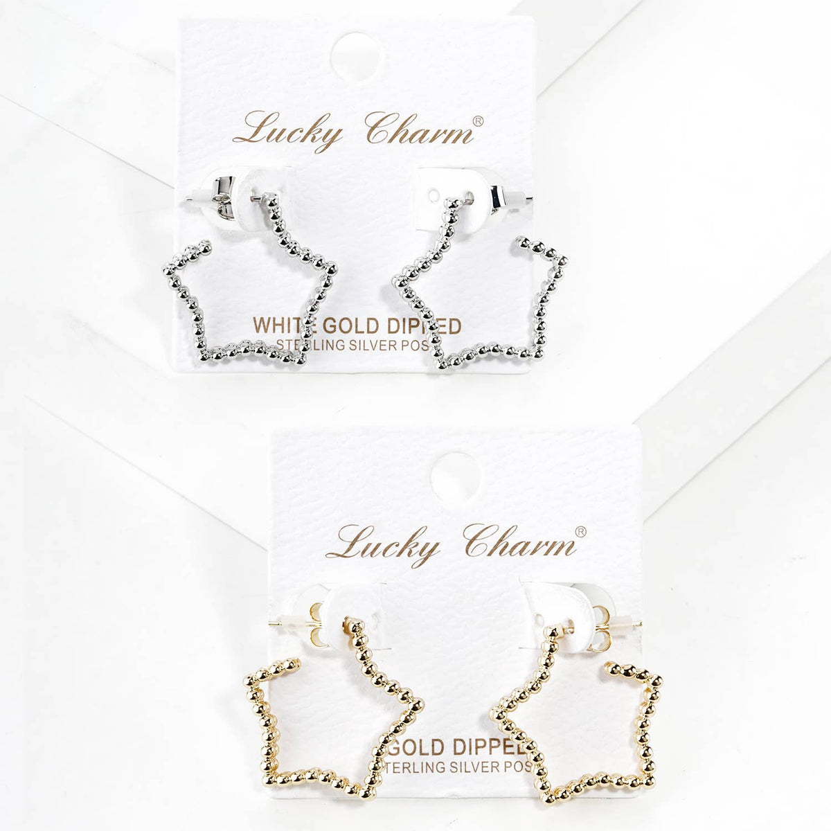 Dainty Beaded Star Hoop Earrings