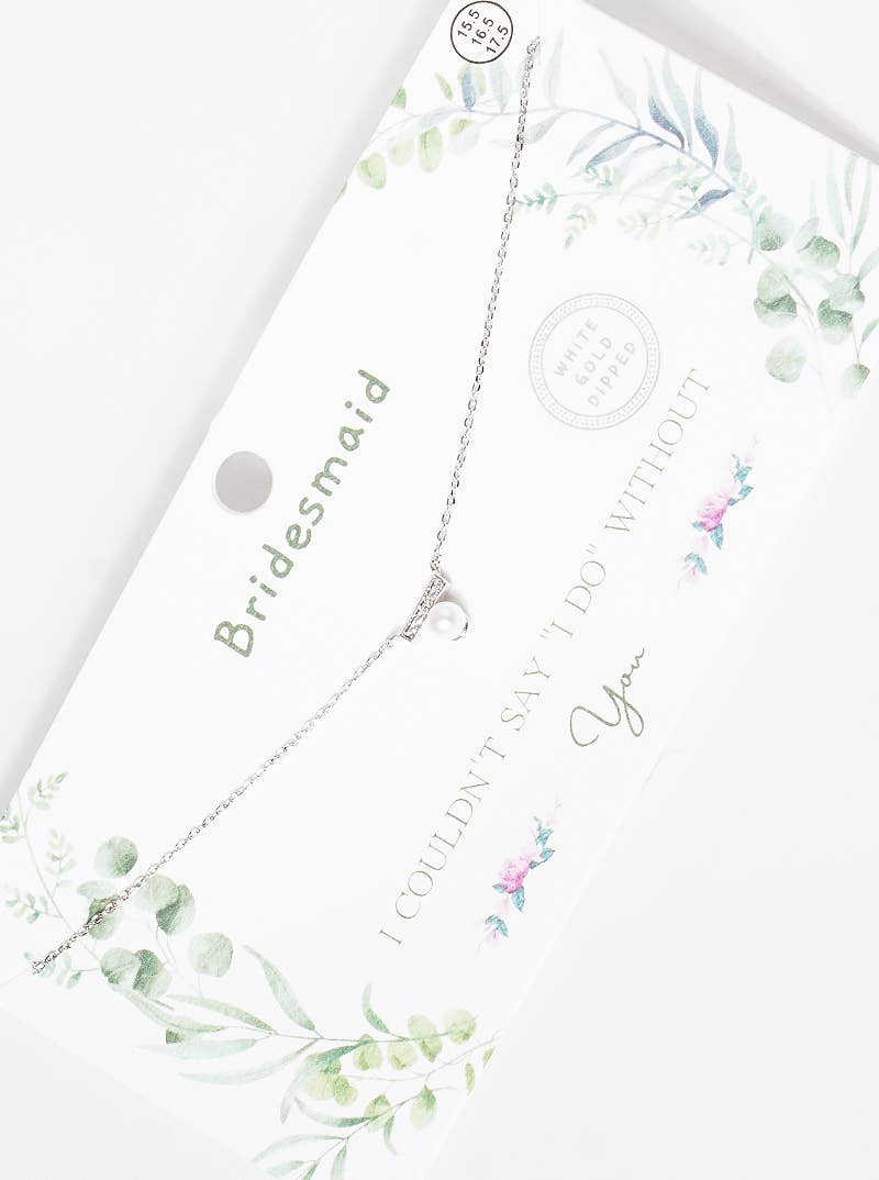 Bridesmaid Pearl & Crystal Bar Pendant Necklace