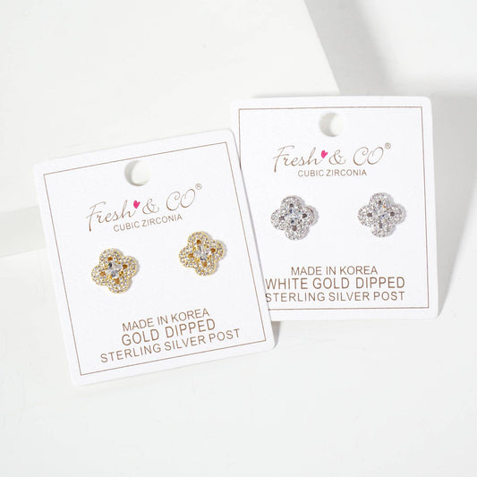 2mm Quatrefoil 18K-Gold-Dipped Stud Earrings