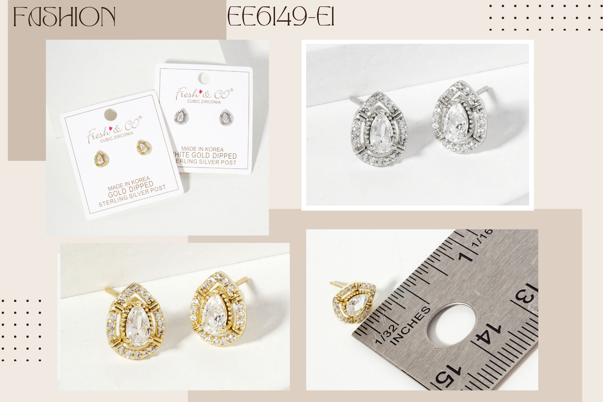 Teardrop Embellishment 9mm 18K-Gold-Dipped Stud Earrings