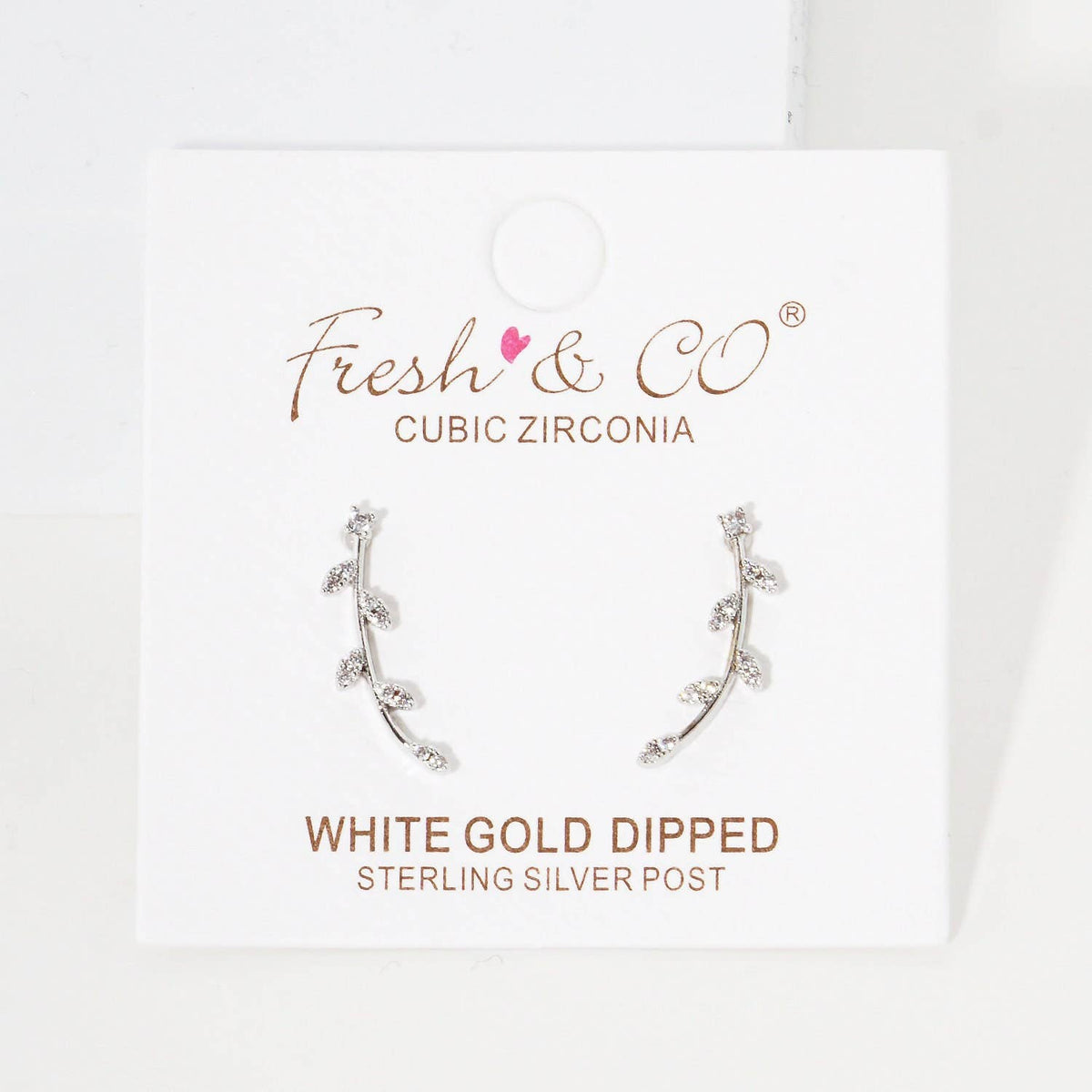 Gold Marquise Cubic Leaf Crawler Earrings