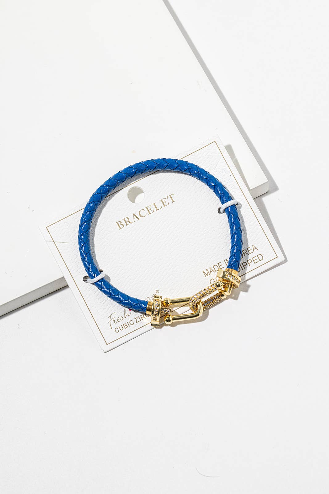 Braided Leather Horseshoe Bracelet