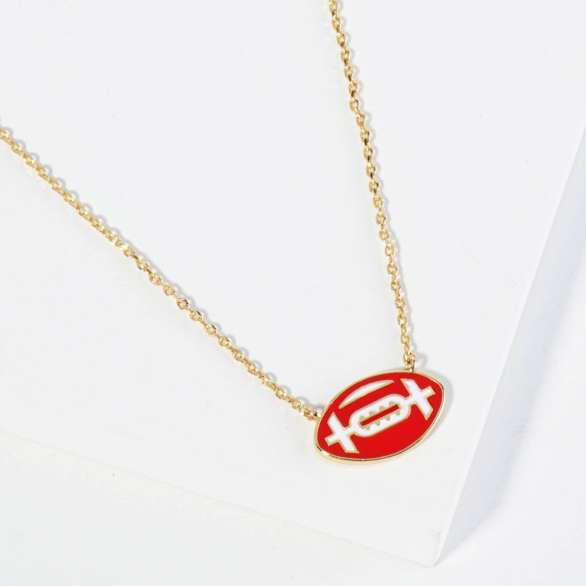 18K GOLD ENAMEL FOOTBALL BALL PENDANT GAME DAY NECKLACE