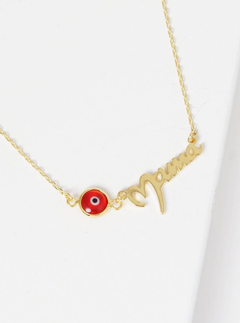 Gold Mama Necklace w/ Evil Eye Charm