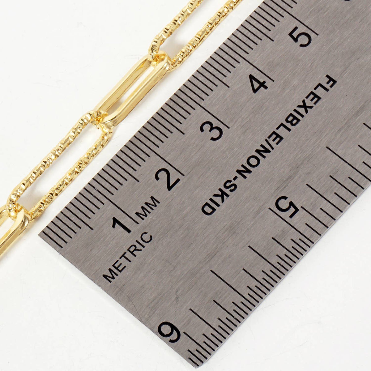 18K-Gold-Dipped 20-15mm Textured Paperclip Chain Necklace