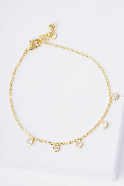 Bezel Cubic Zirconia Station Dangle Bracelet