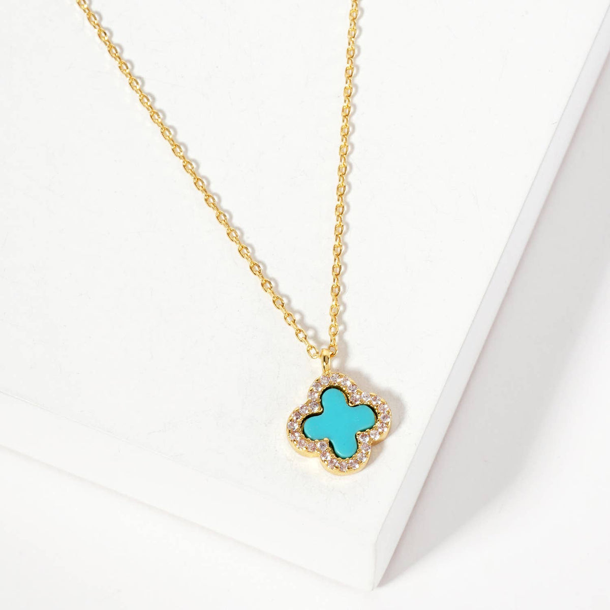 Pave-Set 11mm Quatrefoil Pendant Necklace
