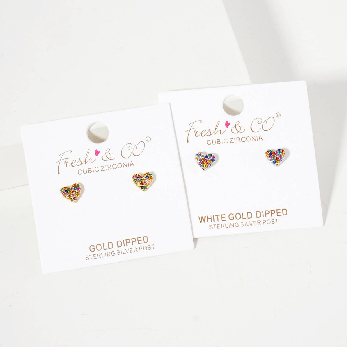 Pave-Set 6mm Tiny Heart 18K-Gold-Dipped Brass Earrings