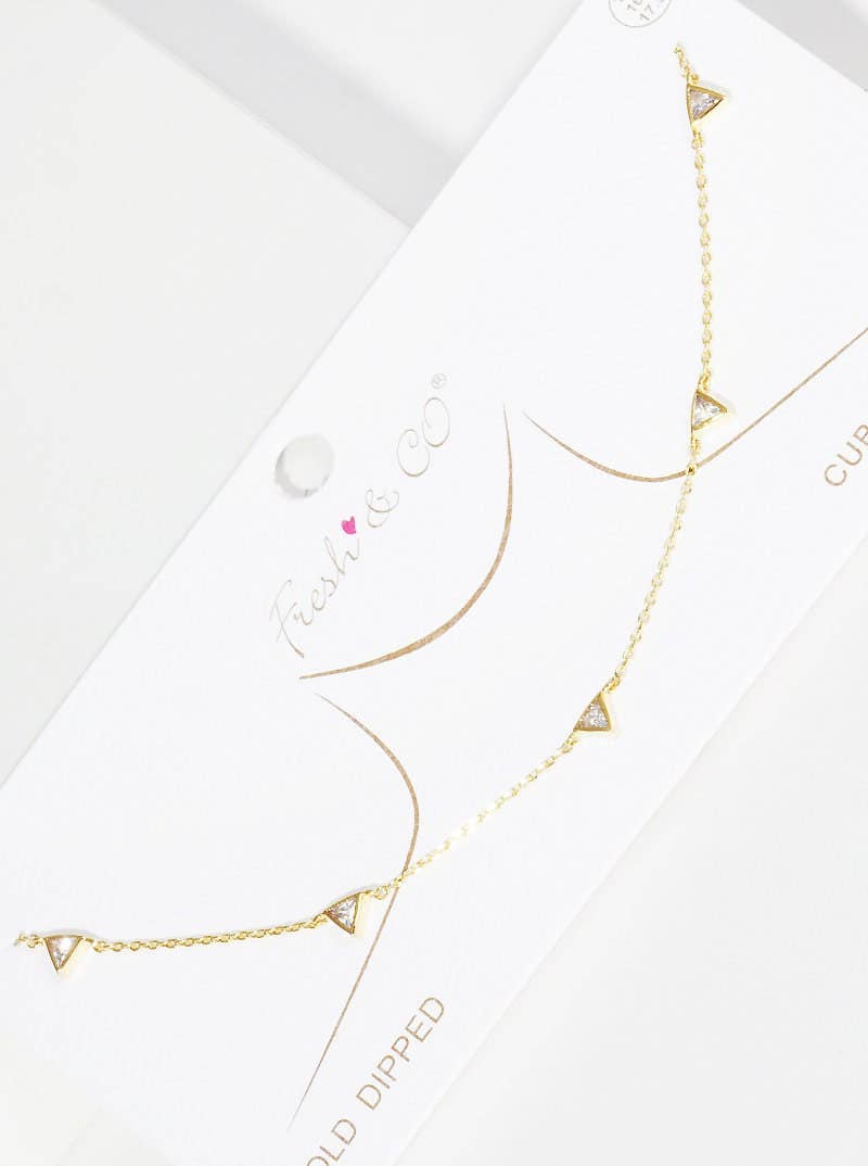 Gold 5 Triangle Station Necklace