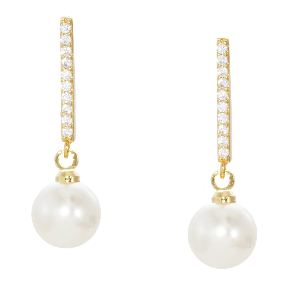 Bridesmaid Pearl & Pavé Bar Drop Earrings