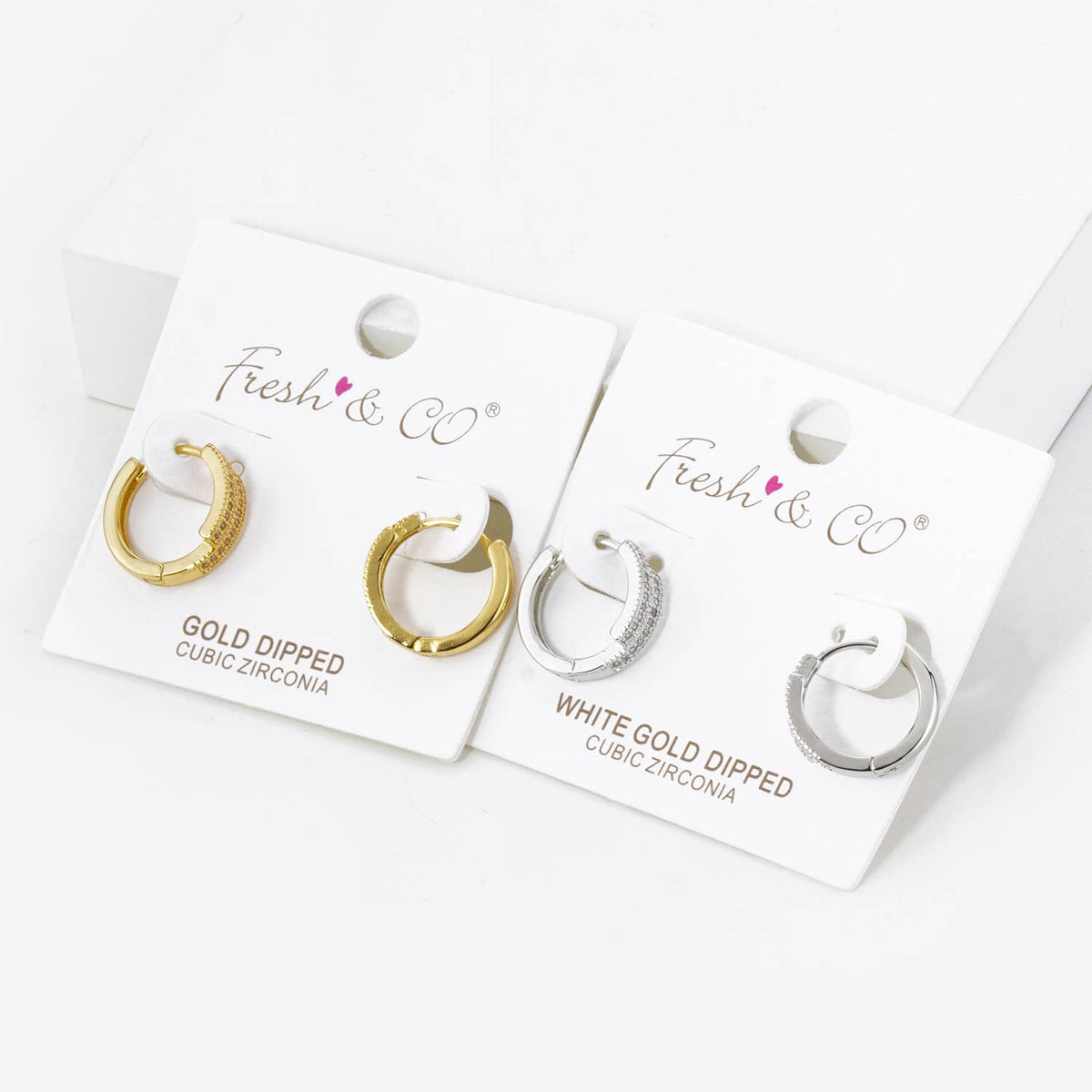 DOUBLE LINE MICRO PAVE SET CUBIC ZIRCONIA 15MM HUGGIE HOOP