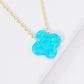 Gold Plated Opal Four Leaf Clover Necklace