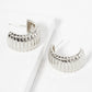 Polished Brass 20mm Ribbed Half Hoop Earrings