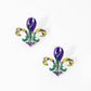 Gold Plated Chunky Fleur De Lis Stud Earrings
