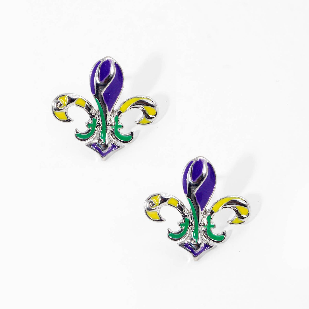 Gold Plated Chunky Fleur De Lis Stud Earrings