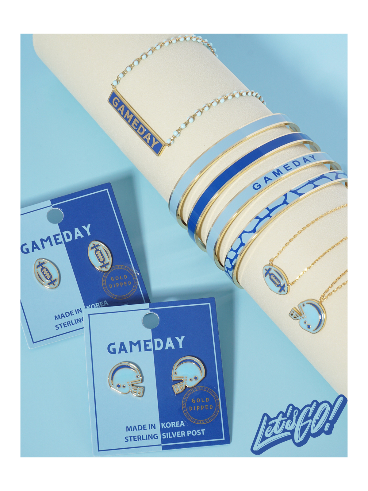18K GOLD DIPPED ENAMEL COLOR GAME DAY CUFF BRACELET