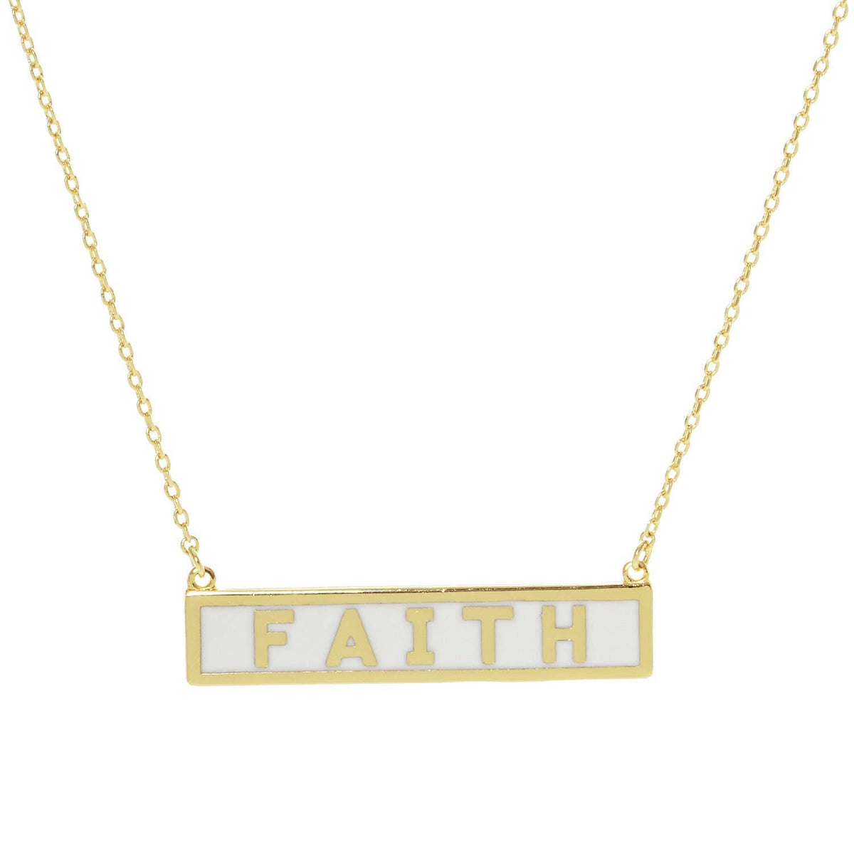 Gold Plated Mini Bar FAITH Necklace