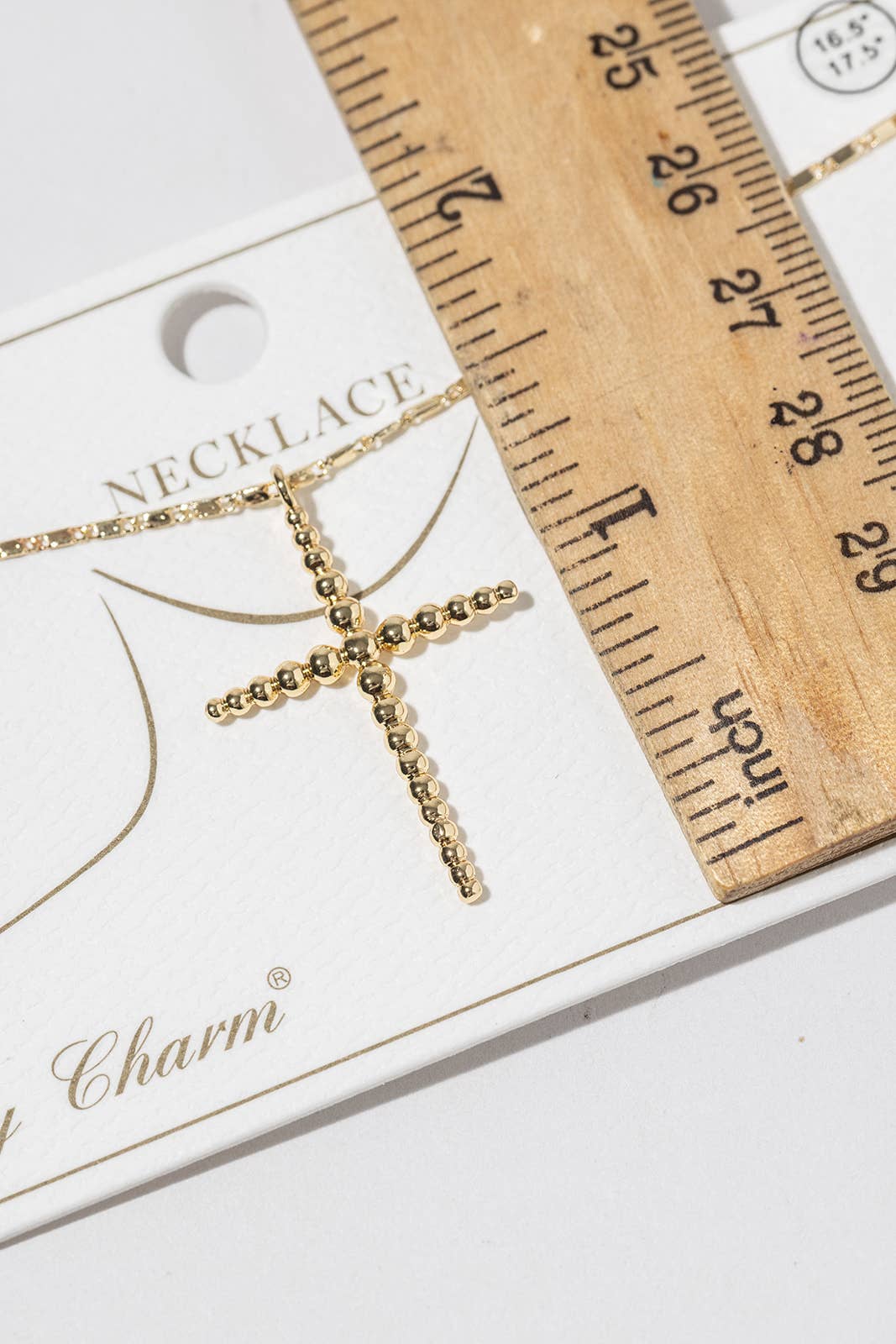 Dainty Beaded Cross Pendant Necklace.
