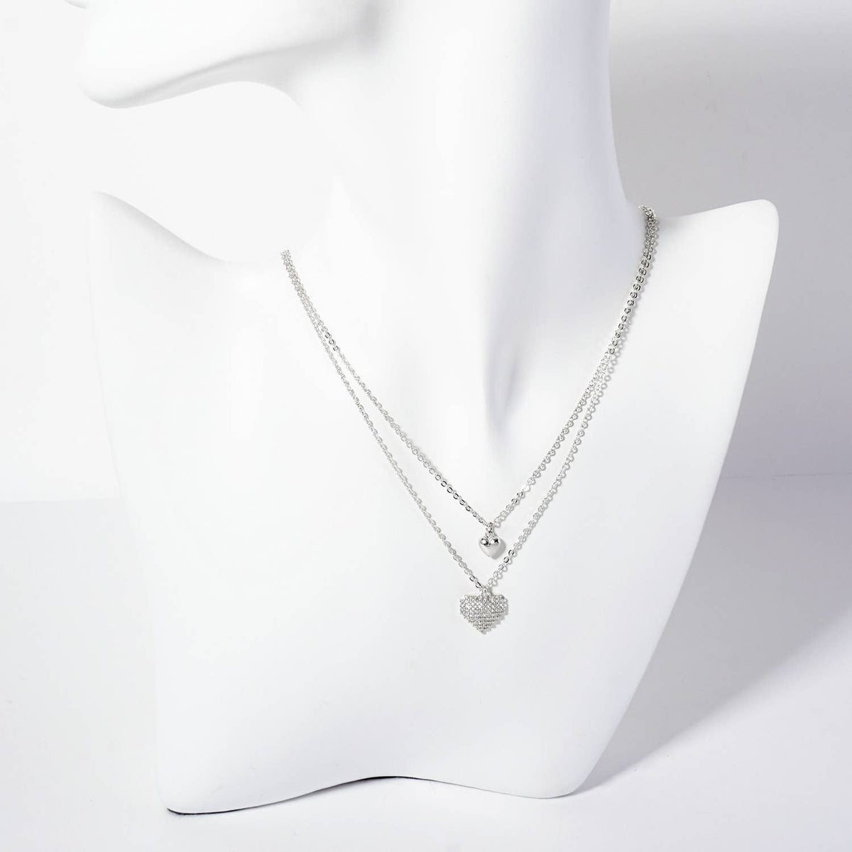 Double Heart Pendant 18K-Gold-Dipped Layered Necklace