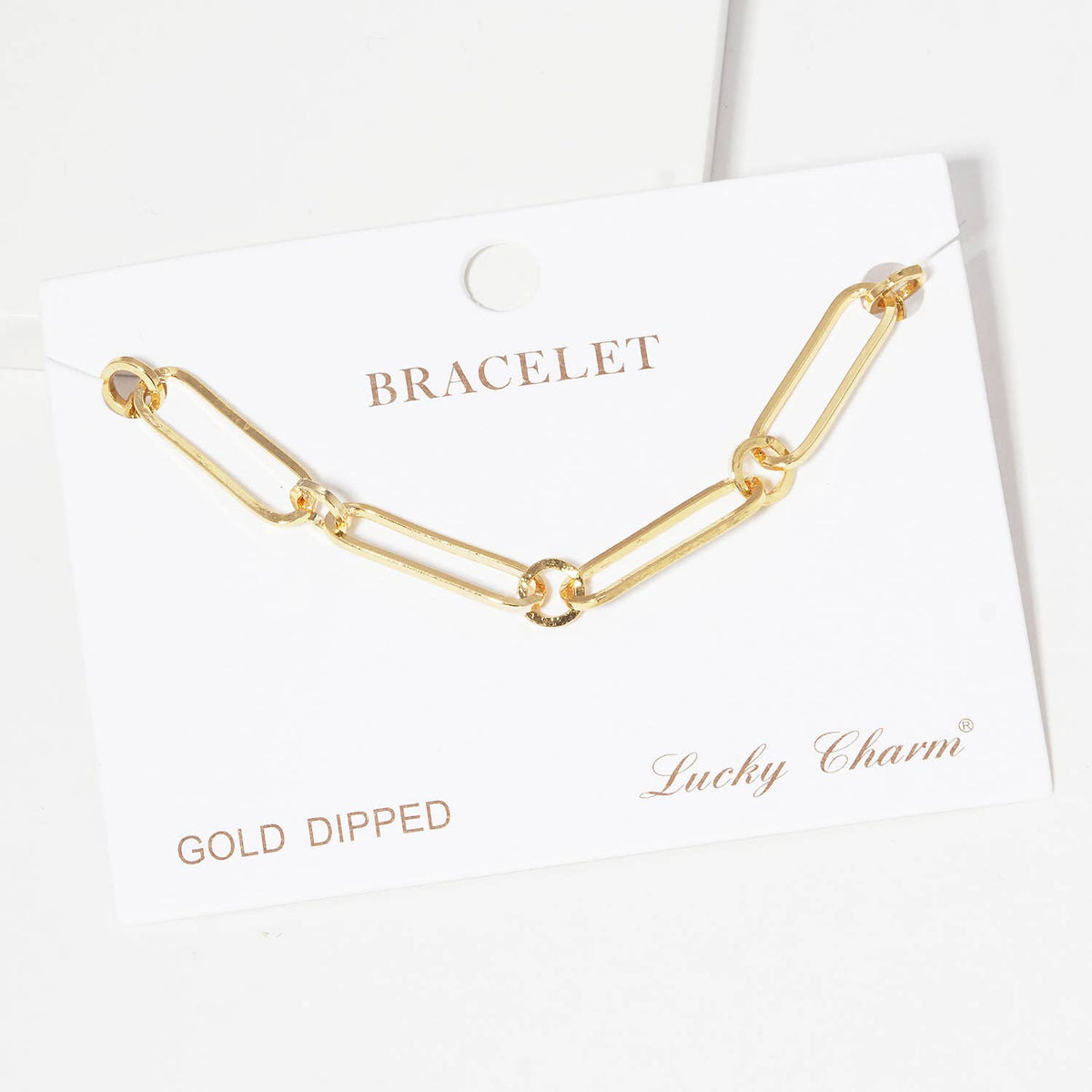 Minimalist Paperclip Chain Bracelet with Dainty Charm