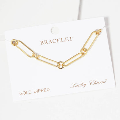 Minimalist Paperclip Chain Bracelet with Dainty Charm