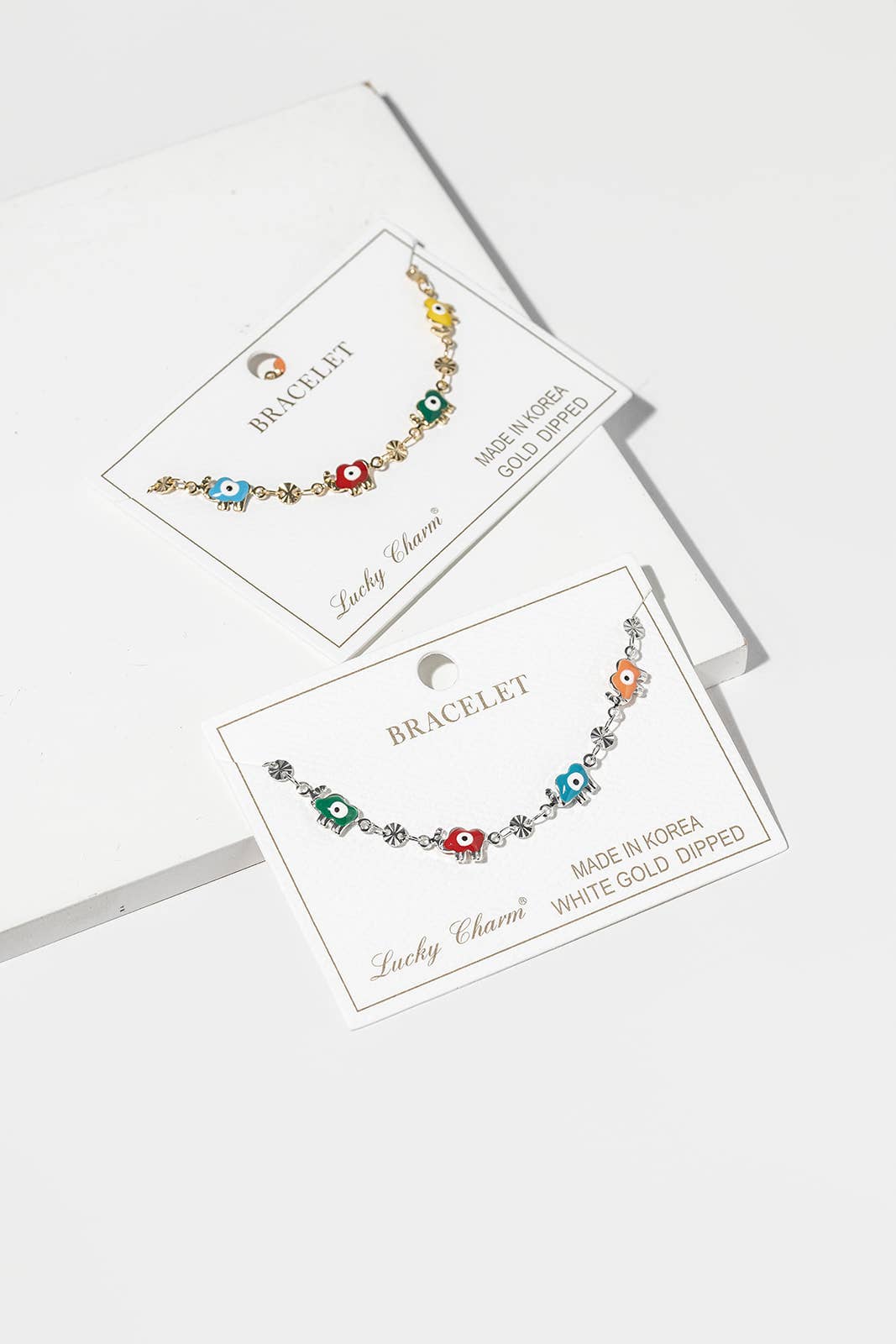 Multi-Color Enamel Elephant Charm Bracelet