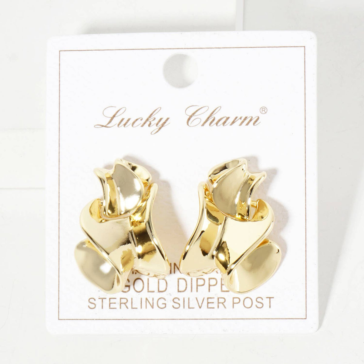 Polished Metal Organic-Shape Doorknocker Earrings