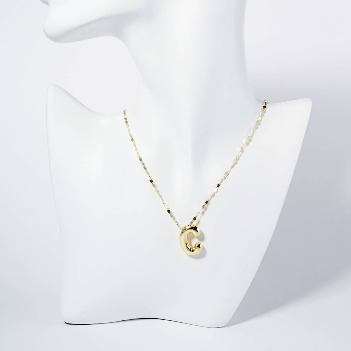 18K Gold Dipped Brass Bubble Initial Pendant Necklace