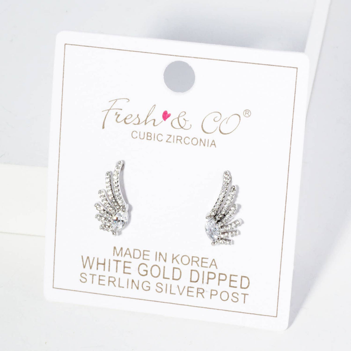 18K Gold Dipped Angel Wings Cubic Zirconia Stud Earrings